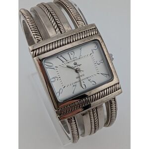 Premier Designs Women's Watch 31mm Case Silver Bangle Hinge Band- New Battery